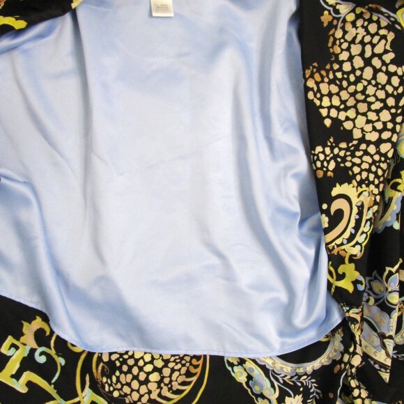 Long Wrap Lingerie Robe Provencial Paisley Print Black - Picture 8 of 10